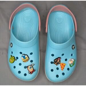 Crocs Crocband Clog Light Ice Blue Size Men's 8/ Women's 10 w/ 6 Jibbitz